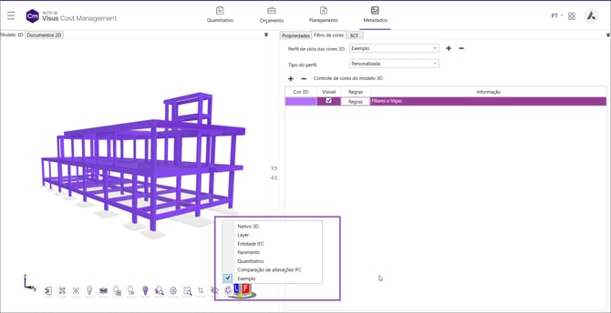 Acessando os perfis de filtro de cores