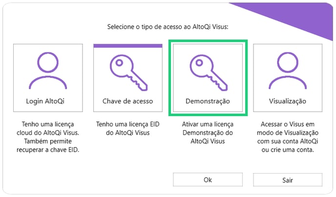 Ativação da licença de Demonstração