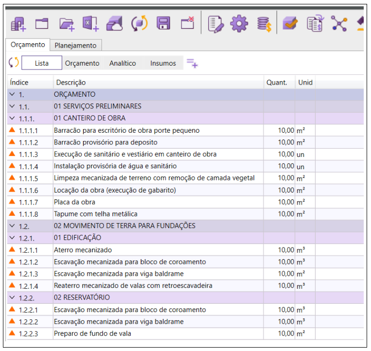 Orçamento 2D | Critérios para importação de planilhas XLSX de ...