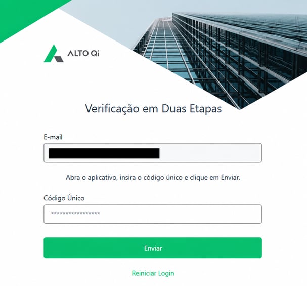 Tela de Login - Solicitação código único