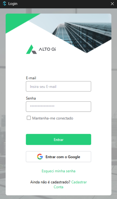 Tela de login do programa