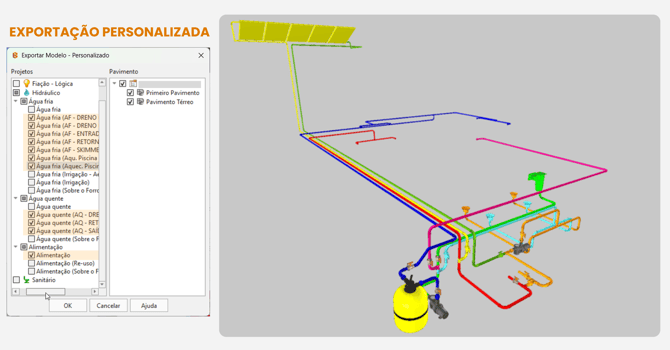 exportar ifc por rede sub-rede