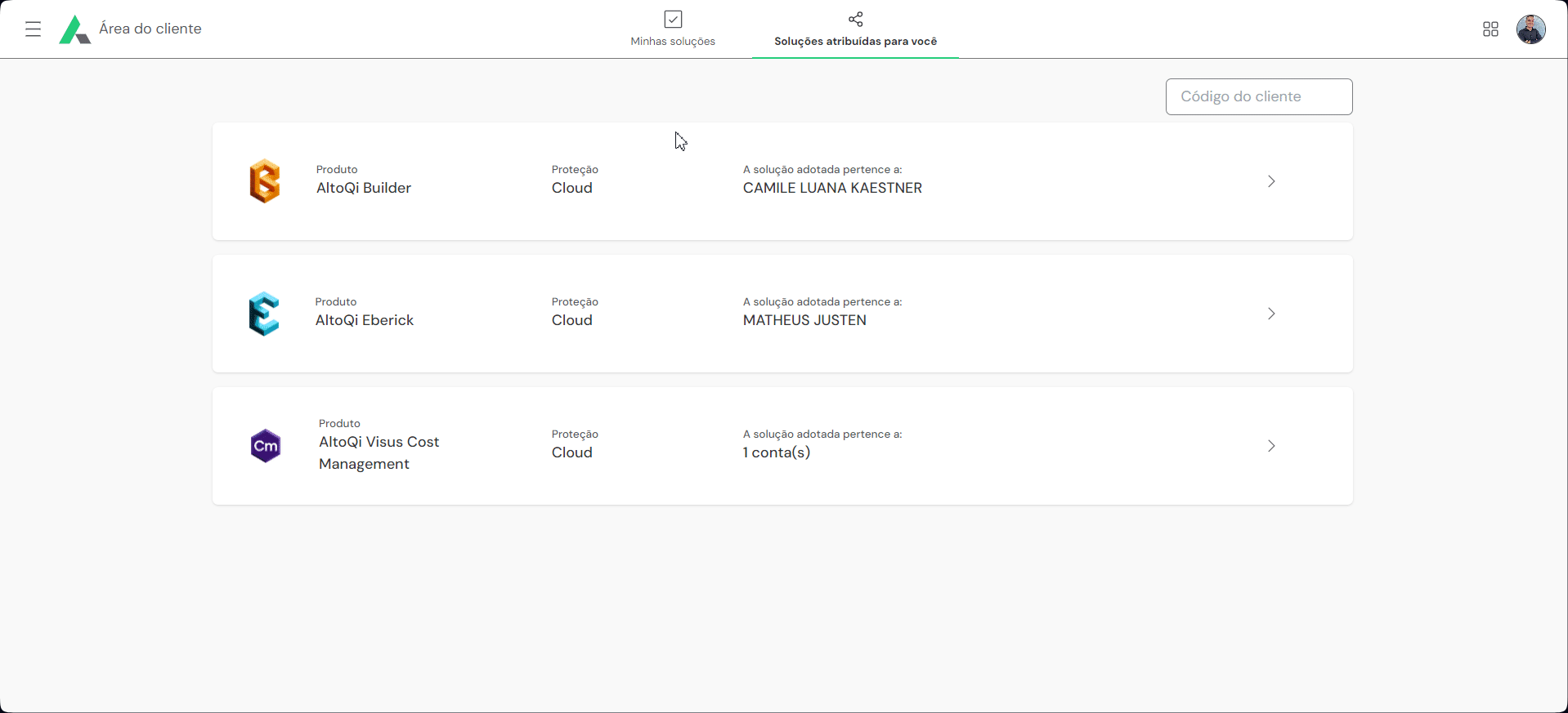 Gerenciar minhas licenças Proteção Cloud Login Integrado