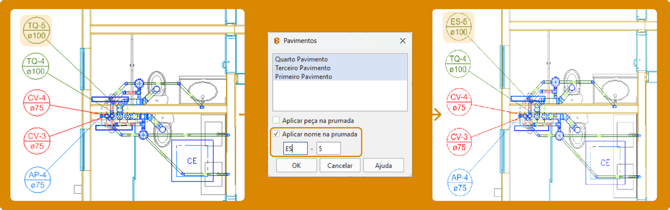 renumerar prumada e alinhar